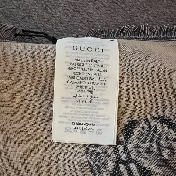 New Gucci GG monogram Fringed Logo-Jacquard Cotton Wool Silk-Blend Scarf - Picture 5 of 11